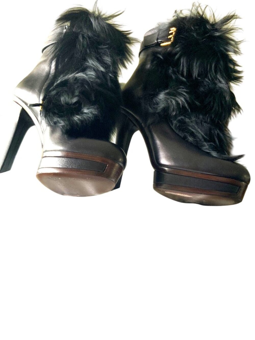 Gucci Womens Black Leather & Alpaca Fur Platform Ankle Boots Size 36 With Box - Picture 14 of 14